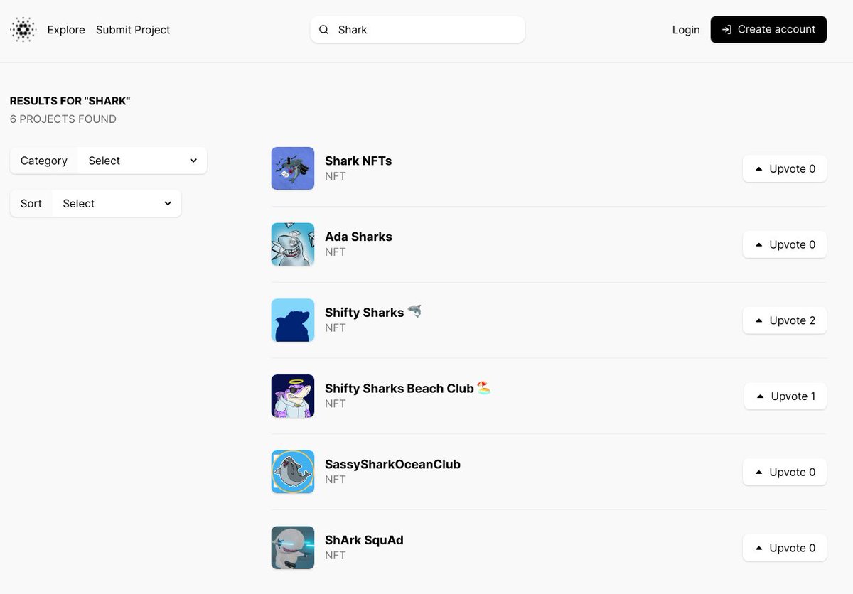Do you like SHARKS 🦈??? Check out all the Shark NFT projects running on #Cardano Blockchain. Lets go $ADA!!! ✅➡️🦈ecosystem.cardanofeed.com/search?search=…