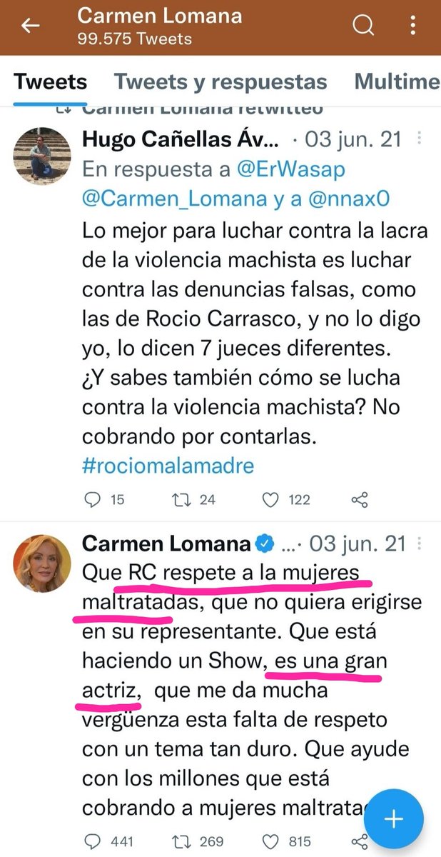 Mientras siga habiendo mujeres como Carmen Lomana, continuará siendo necesaria la #luchafeminista.

#APOYOROCIO25F
#SalvameLemonTea
#MareaFucsia