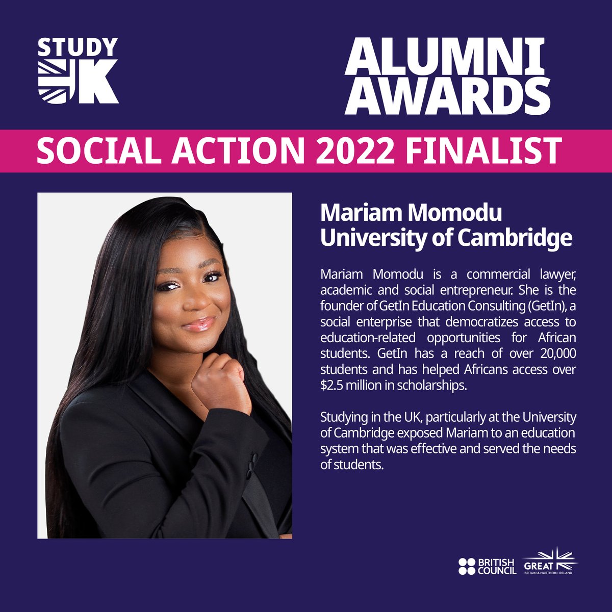 ngBritish's tweet photo. Israel Balogun, Mariam Momodu and Rockson Igelige are finalists for the social action award.

To watch the Livestream: https://t.co/HyDhgl7yVW  

For more info: https://t.co/Gl1sX3eorp  

#StudyUK
#UKAlumniAwards
#UKAlumniAwards2022 https://t.co/WNsYoSysPo