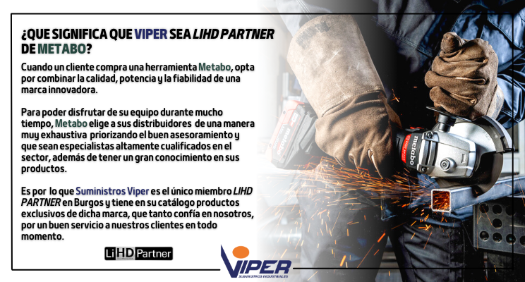 ¿Qué significa que <a href="/viper_sum/">Viper Suministros</a>  se LIHD PARTNER de <a href="/MetaboUK/">Metabo Power Tools UK</a> ?
Una acreditación que nos ayuda y nos motiva a estar siempre a la altura de nuestros clientes. #excelente
.
.
.
#SuministrosViper #Metabo #Servicio #Suminsitrosindustriales
#Industriadelmetal 
linktr.ee/SuministrosVip…