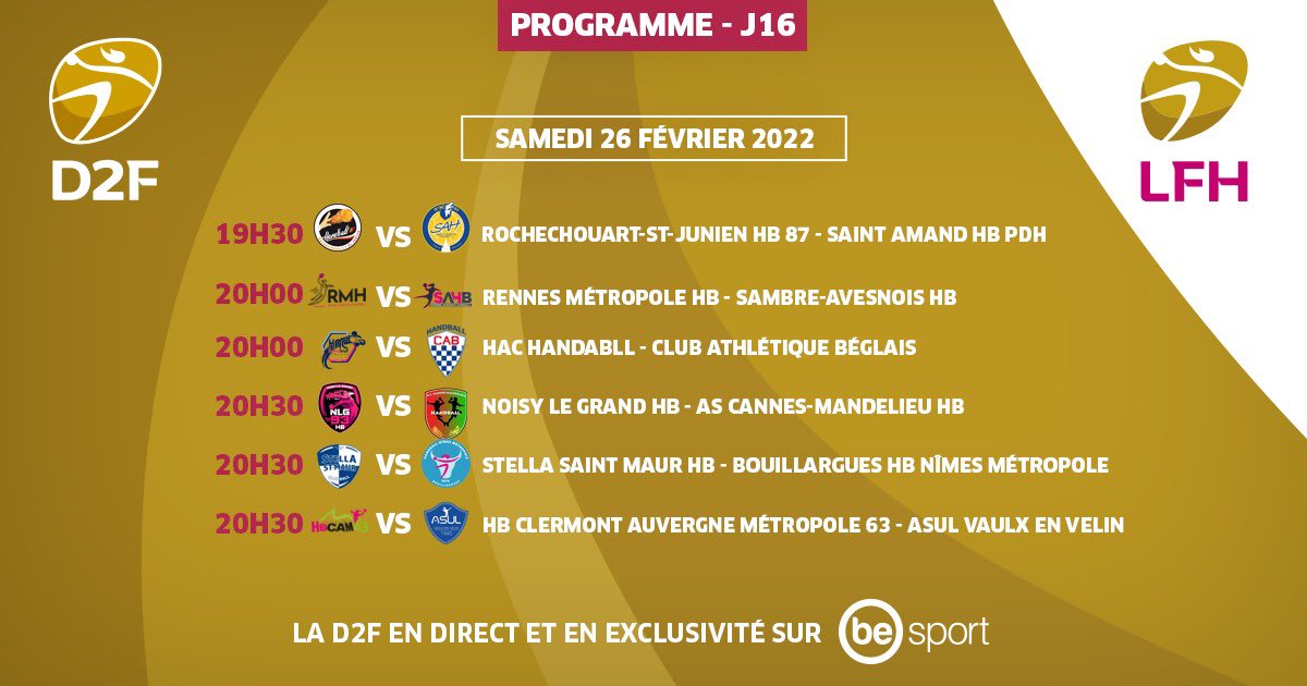 La D2F est de retour sur Be Sport ce week-end ! 🔥

➡️ La page de la D2F : besport.com/l/xP19Ptti