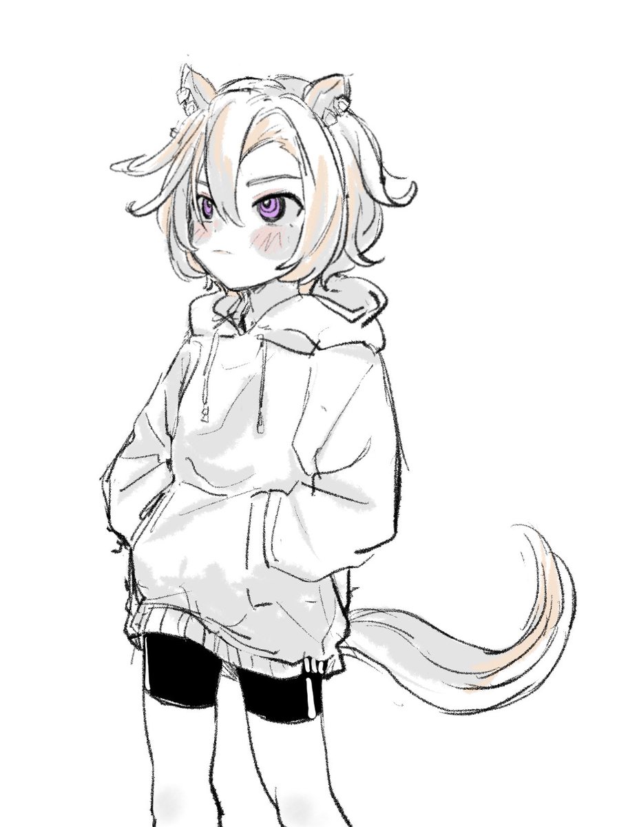 1girl solo animal ears tail horse ears hoodie horse tail  illustration images