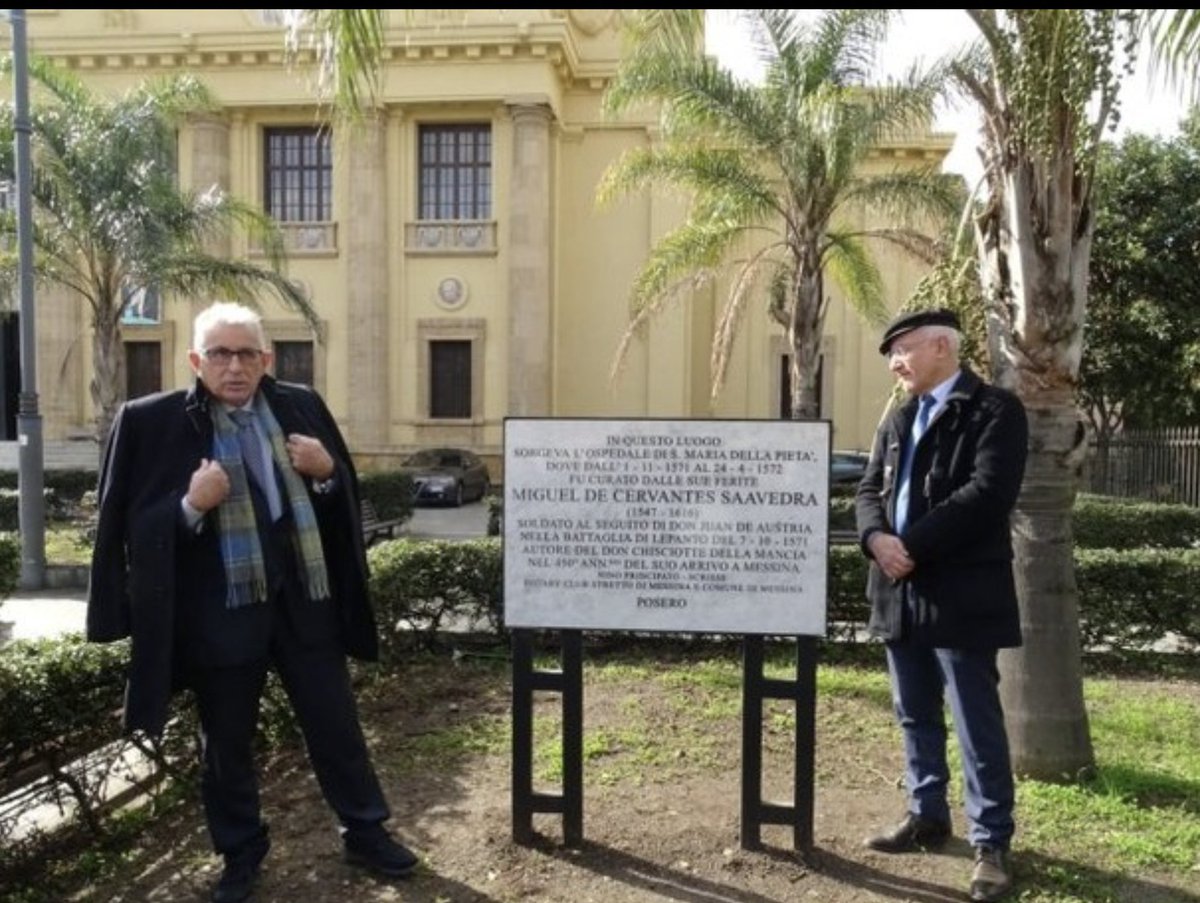 This month a plaque commemorating Cervantes' convalescence from his wounds after Lepanto was unveiled in Messina. The ceremony on 5 Feb marking the 450th anniversary of his stay instagram.com/p/CaY2VworKnT/ #Messina #Lepanto #Cervantes #DisabledVeteran #rotaryinternational