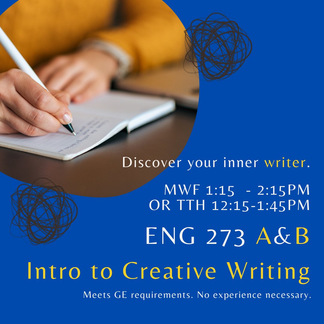 CBUEngLit's tweet photo. Prepping your FA 22 schedule? Here’s an option that satisfies requirements for GE (Cultural World) as well as English and creative writing majors and minors! https://t.co/jyxeNJo4Qm