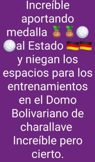 CHARALLAVECUA's tweet photo. Nos llegó por DM (mensaje privado):

Increíble pero cierto: Niegan el Domo de Charallave para entrenamientos.
Apoyemos el deporte todos por igual ⚽🏀🏈⚾🚣
@HectoRodriguez @AlcaldiaMCR @MirandaGob @HumbertoMarte_ @Mppjd_ @MervinMaldonad0

#VallesDelTuy https://t.co/rCqOmlPBDy
