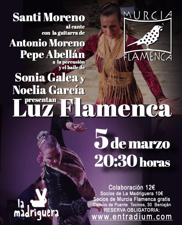 Luz Flamenca 05.03.22 20:30h.
<a href="/MurciaFlamenca/">MurciaFlamenca</a>  - <a href="/la_madriguera__/">LaMadriguera Murcia</a>