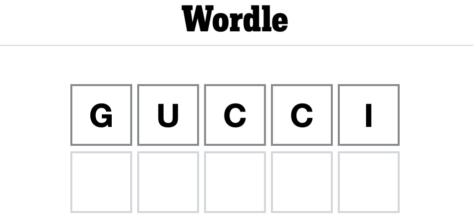 Delta_Flip's tweet photo. @bobbyhundreds @gucci Gucci is our #Wordle start word. Just kidding, it's Delta. Gotta get those vowels. https://t.co/2lMlQYYF1P
