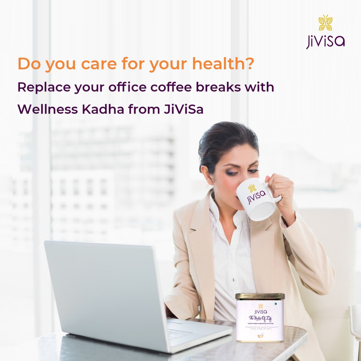 JiViSaWellness's tweet photo. In your long working hours, take a break and have JiViSa Kadha, it will not only refresh you but a little break will also rejuvenate you for work further. Feel the energy with JiVisa Wellness Range.

 https://t.co/2dx8ujkqWZ
 https://t.co/8VplvyxCBr

#Jivisawellness #Jivisa https://t.co/JBznzA0BST