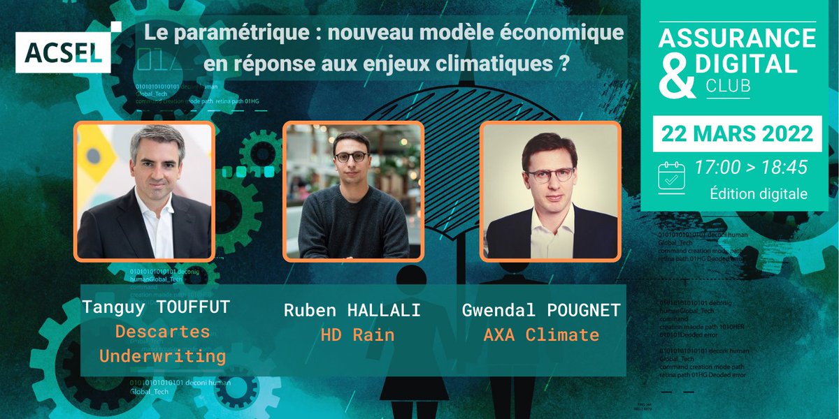 <a href="/Nathaliedore/">Nathalie dore</a> présidente du Club Assurance Digital de l'<a href="/AcselDigital/">Acsel</a>  et les membres du COPIL <a href="/bnpp_cardif/">BNP Paribas Cardif</a> <a href="/SG_Assurances/">Société Générale Assurances</a> <a href="/zelros/">ZELROS by Earnix</a> <a href="/AXAFrance/">AXA France</a> <a href="/plussimple_fr/">+Simple</a> <a href="/hello_wakam/">Wakam</a> <a href="/microsoftfrance/">Microsoft France</a> <a href="/Allianz/">Allianz</a> <a href="/cmarkea/">Crédit Mutuel Arkéa</a> 
vous donnent RDV le 22/03. Inscriptions ouvertes : acsel.eu/event/assuranc…