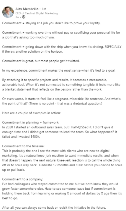 Can't agree with "Commitment to the timeline" and "commitment to a company" MORE <a href="/Alex_Membrillo/">Alex Membrillo</a>. While I think there is a lot we can do to educate the client during the discovery phase to be proactive, it is ultimately up to the client to not have "shiny penny" syndrome.