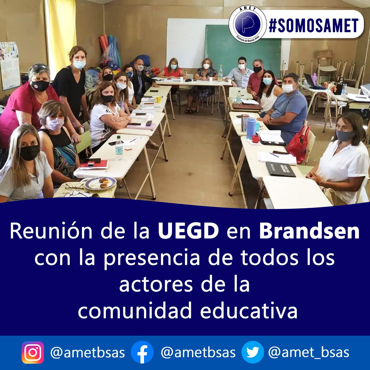 AMET_BSAS's tweet photo. 📌 La reunión se realizó en el día de la fecha 25/2.

Construcción colectiva de trabajo para la concreción territorial de las políticas educativas.

AMET fue representado por el compañero Alejandro Rodríguez.

#SomosAMET https://t.co/lXWmRzOcev