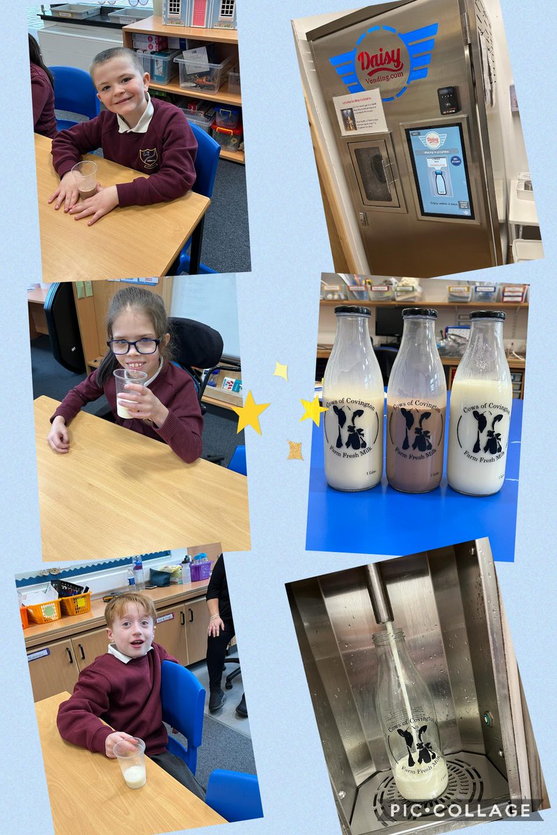 CJPS18's tweet photo. 🥛 As part of #worldofworkweek Room 4 enjoyed sampling some delicious milk and milkshakes from @CowsOfCovington as they learned about the job of a dairy farmer and the journey of our food from farm to fork. Biscotti flavour was a big hit! https://t.co/k6Ufkvc6dT