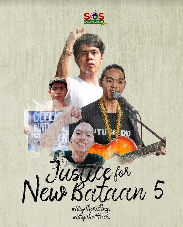 sosnetworkcebu's tweet photo. 25 February 2022
PRESS RELEASE

The Save Our Schools Network Cebu Statement on the New Bataan 5 Massacre that resulted in the death of volunteer teachers Chad Booc , Jurain Ngujo, and 3 other civilians https://t.co/JomKtbmqbn

#JusticeForNewBataan5 https://t.co/BbKLZ0nHSJ