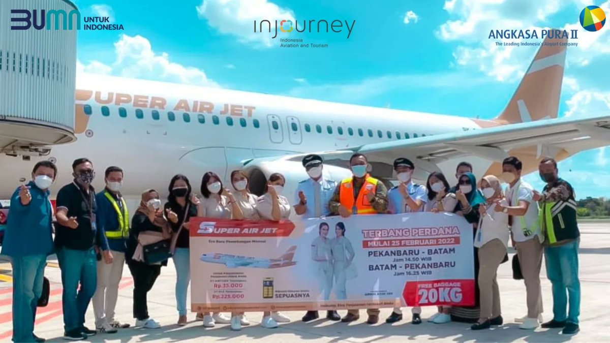 SSK2_PKU's tweet photo. “Inaugural Flight Super Air Jet”
.
Dari Hulu ke Siak Sri IndraPura
Berlayar Datu dengan Penggawa
Ke Pekanbaru, SAJ Mengudara
Salam Prosper untuk Millenial Semua
.
Halo AP2FriendsPku, kini Super Air Jet hadir di SSK II PKU dengan rute baru yaitu BTH-PKU-BTH.
.
#AP2FriendsPku https://t.co/0HRv8DTr55