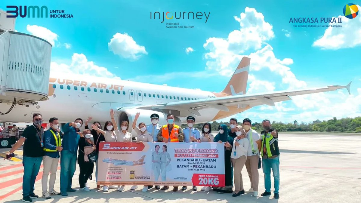 SSK2_PKU's tweet photo. “Inaugural Flight Super Air Jet”
.
Dari Hulu ke Siak Sri IndraPura
Berlayar Datu dengan Penggawa
Ke Pekanbaru, SAJ Mengudara
Salam Prosper untuk Millenial Semua
.
Halo AP2FriendsPku, kini Super Air Jet hadir di SSK II PKU dengan rute baru yaitu BTH-PKU-BTH.
.
#AP2FriendsPku https://t.co/0HRv8DTr55