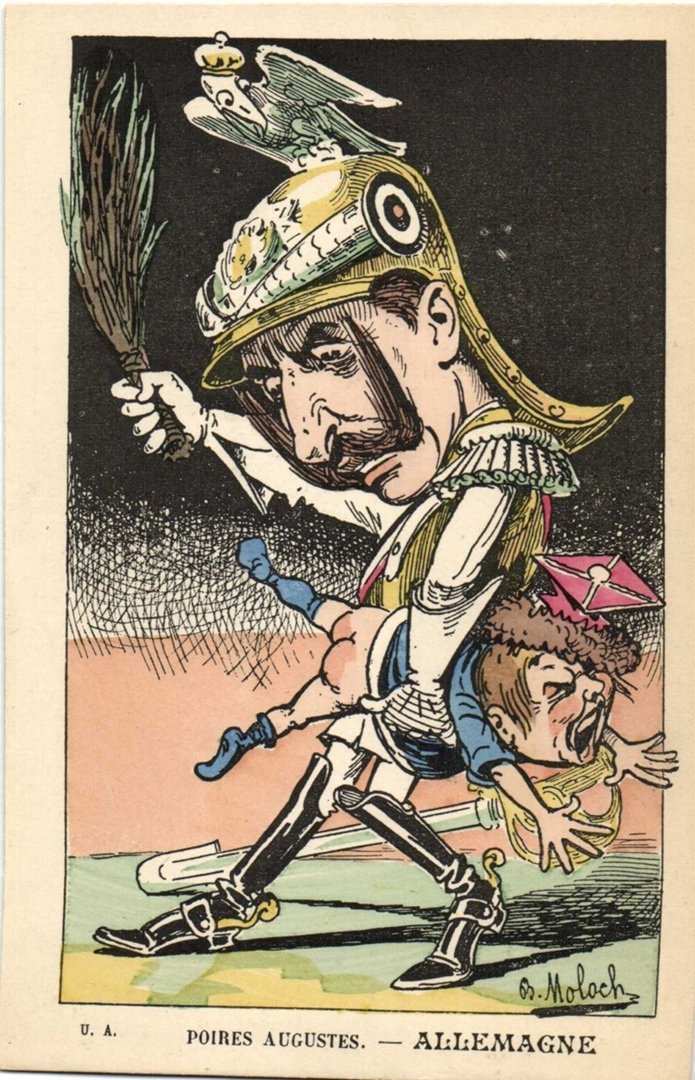 Карикатура начала 20 века. Кацщер Вильгельм делает что-то нехорошее с поляком