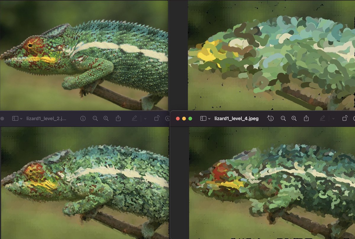 I implemented the python version of <a href="/AaronHertzmann/">Aaron Hertzmann</a>’s SIGGRAPH 98 Painterly Rendering with Curved Brush Strokes of Multiple Sizes paper based on his official Java impl. Take a look! 👀  github.com/manuelladron/p… #painting #NPR