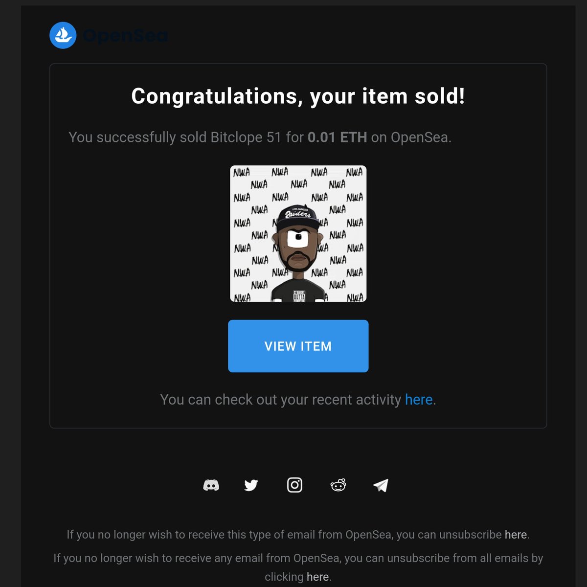 Nft_Cyclub's tweet photo. Just sold bitclope 51 🔥🔥🔥 
Thanks for the support! 

Make sure to checkout the new prices on #opensea 
I reduced them from .015 to .01 for a limited time only. 

#NFTs #NFTCommunity #NFTartist #NFTinvestors #NFTcollectibles https://t.co/dKSNN95rvV