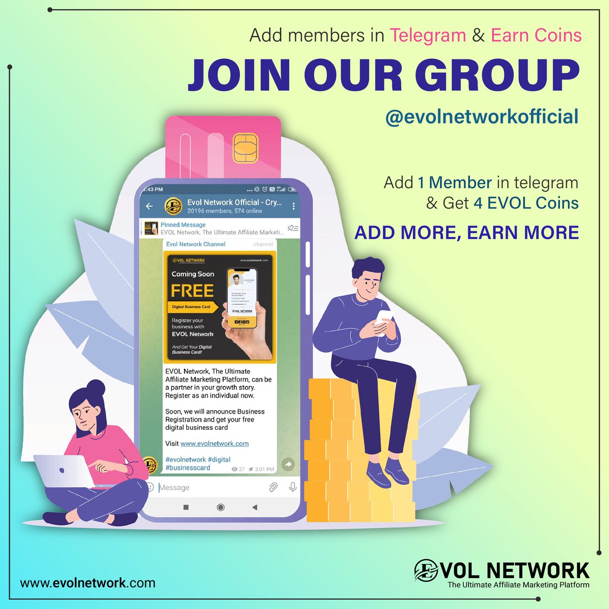 evolnetwork's tweet photo. Here’s how you can make the most of our Telegram Bounty program.

Earn 4 EVOL for each new member you add to our Telegram group,

https://t.co/QAEw9sphsO.

Go to https://t.co/RMW3VF19Ip and learn more.

#evolnetwork #telegram https://t.co/8zcJUFIg5c