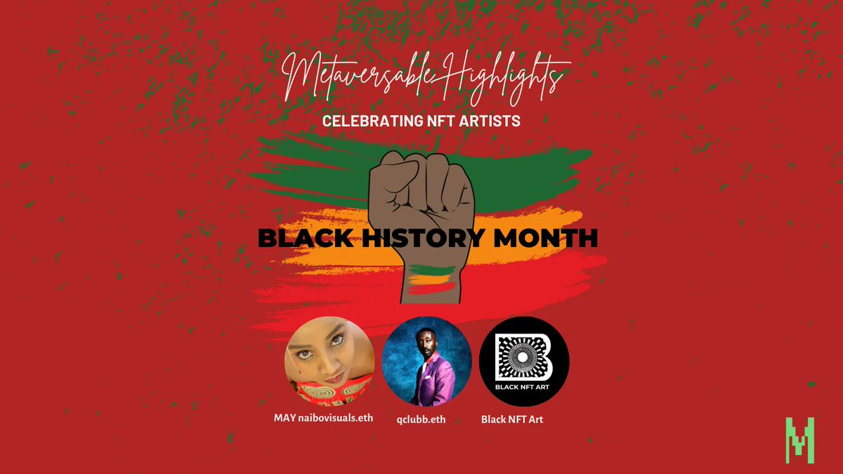 The NFT ecosystem consists of more than just artists, we have photographers, collectors, educators and more. Join us in celebrating these individuals who are adding value to this space. 💚

<a href="/NaiboVisuals/">✨MAY✨</a>  @clubb_q <a href="/blacknftart/">Black NFT Art</a>

#NFT #metaverse #Blacknftart #blackhistorymonth