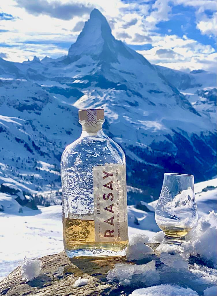 RaasayWhisky's tweet image. Our Raasay Single Malt is still being enjoyed in the Swiss Alps! Thanks Caitlin for the incredible photo - what views are you enjoying a dram to this weekend?