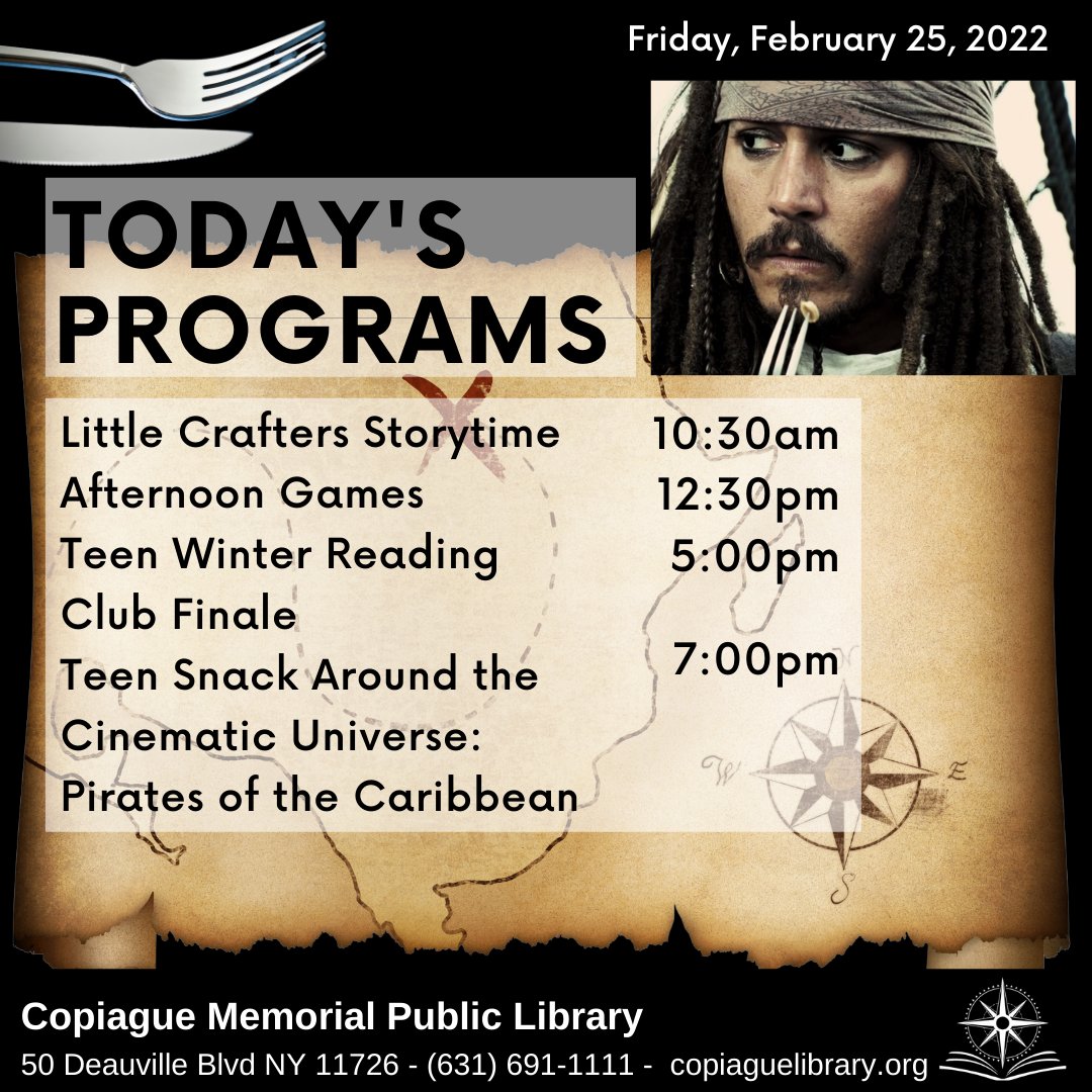 CopiagueLibrary's tweet photo. Don't miss today's programs!
https://t.co/PsBtAsSt7A
https://t.co/dYwuUfeP6d
https://t.co/kxUsKvr5bx
https://t.co/CR4zrHs4jk
#Copiaguelibrary #Copiagueny #VirtualPrograms #Libraries https://t.co/nztVVEg7JT