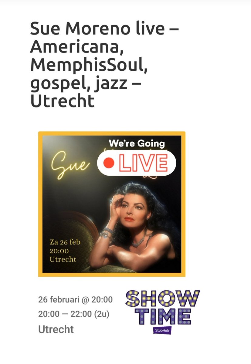 Tomorrow! luistervrijbijmij.nl/optreden/sue-m… #NewAlbum #LiveShows