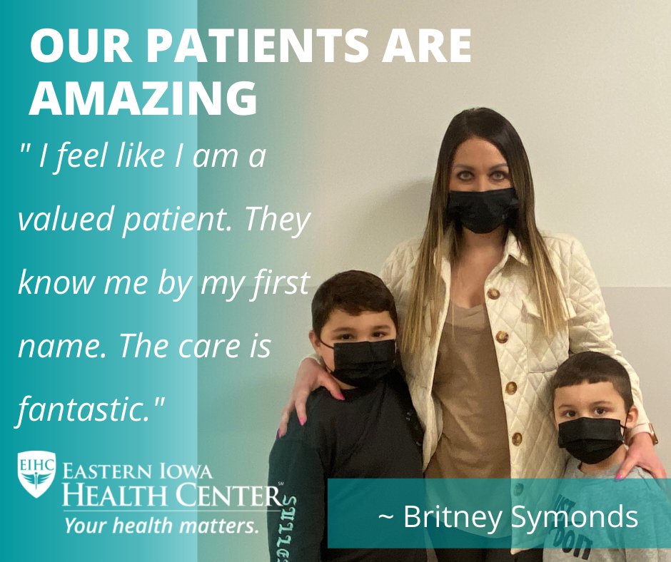 Thanks, Britney, for sharing your testimonial! We provide care for the entire family! Britney says, “I have three kids and one on the way. We utilize all the services, women's health, behavioral health, family medicine and dental health. And pediatrics, too.
