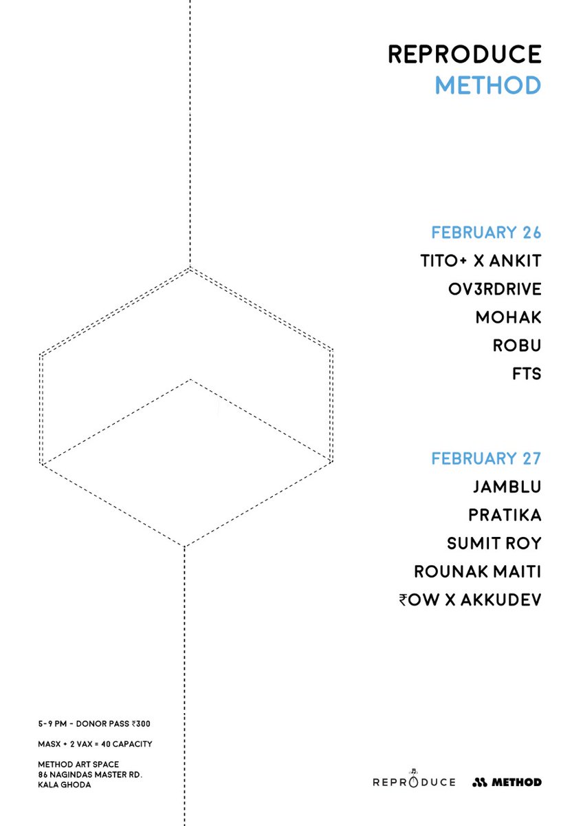 onnocollective's tweet image. ✶ @reproduceindia x @methodartspace ✶ TOMORROW ✶ 5PM IST ONWARDS ✶

#gigalert : Catch our very own @abluetito playing a full live A/V set w/ performance artist Ankit Verma tomorrow at Method Kala Ghoda⚡

Bombay peeps, don’t miss this one 🎵

#reproducelisteningroom
