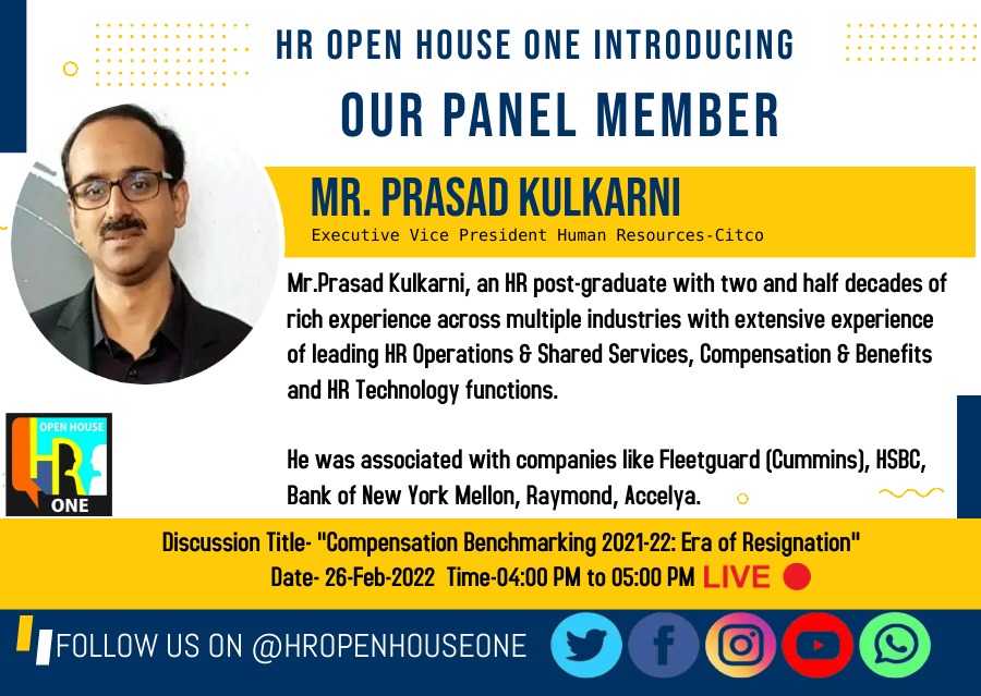 HrOpenHouseOne's tweet photo. "Is Compensation Answer to all the issues?...NO"
Let us hear Live from Mr Prasad Kulkarni on Why and How the answer is NO.
Date: 26th Feb 2022 @4:00 PM (IST) https://t.co/SgeSSdg4Ei