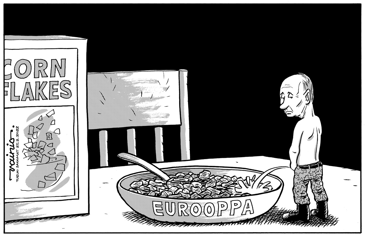 JyrkiVainio's tweet photo. Vladimir Vladimirovits Putin.
Koitin kiteyttää tähän arvokkaaseen kuvaan jotain Venäjän ja Euroopan välisten suhteiden vuosisataisesta, hienovaraisesta dynamiikasta.
Turun Sanomat, 25.2.2022. #ukraina #venäjä #murot https://t.co/dysjlCGFZG
