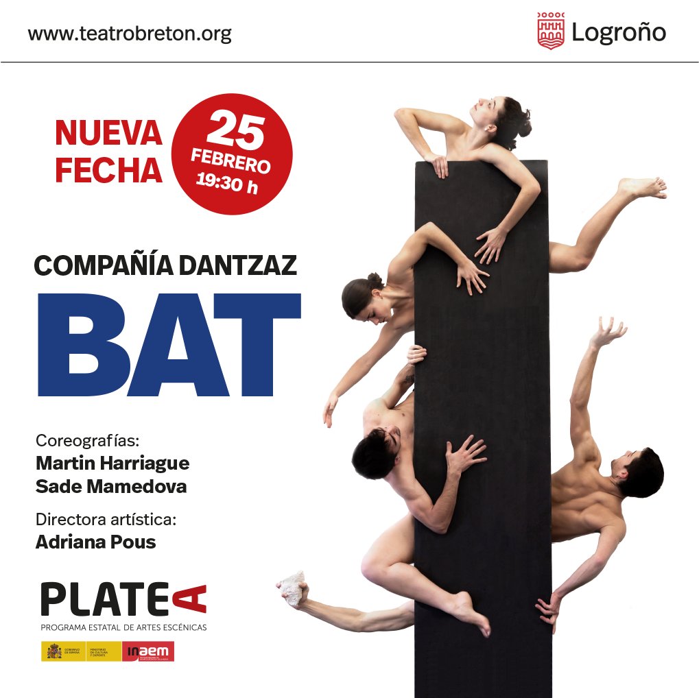 TeatroBreton's tweet photo. 🩰| BAT 1️⃣ 👉 Compañía #dantzaz
📣 Danza contemporánea en todo su esplendor!
📌 HOY, Única función ⏰ 19:30 h ⌛️ 1 h 25'
🔗 ℹ️ https://t.co/usSRh24H40 | 🎥 https://t.co/nrOJv3A59K
Programa #PLATEA del @culturagob
📸 Chuchi Guerra
🏷️#danza #LogroñoCiudadBella
@AytoLogrono https://t.co/iYvByCFDPV