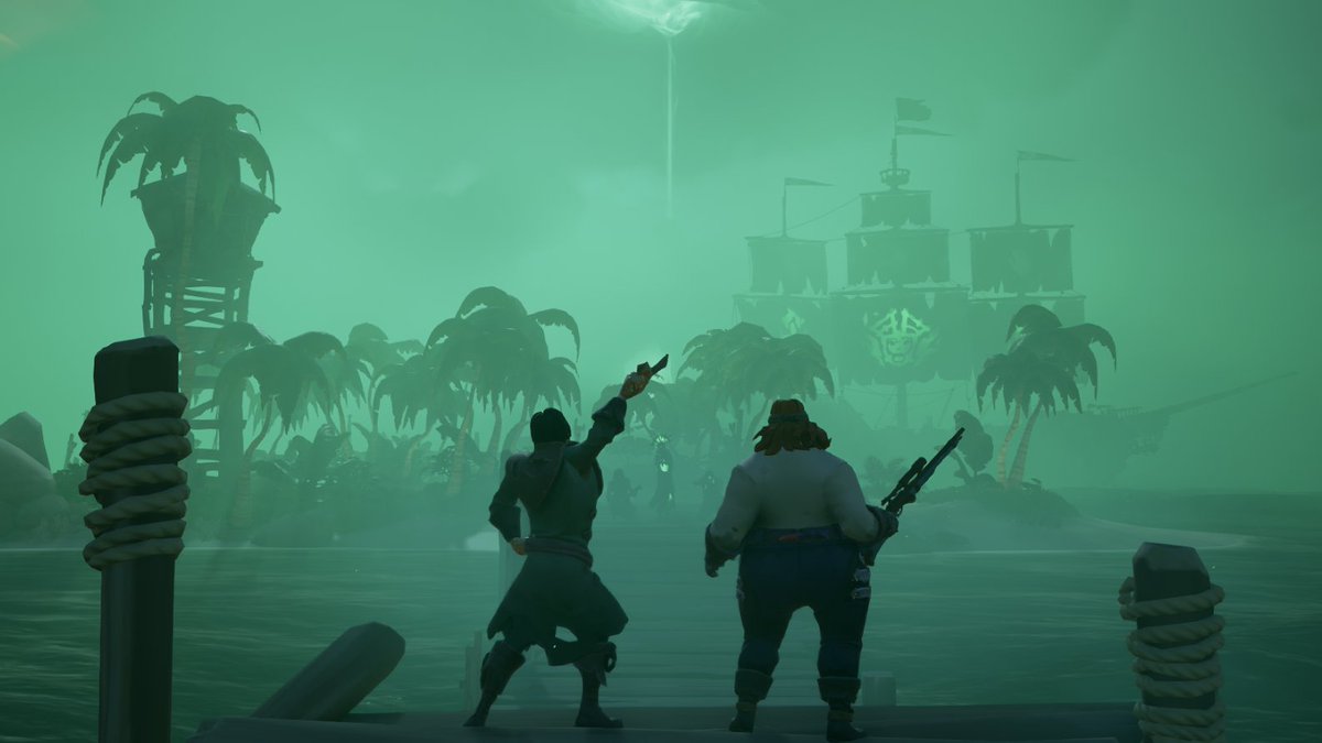 Or maybe it was Hugh and Sharon that first faced the unknown foe that arrived with the fog. We may never know what the final moments were like, but we do know that we’ll fight to have her sands shine golden once again. #sotshot <a href="/SeaOfThieves/">Sea of Thieves</a>