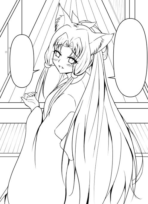 簡易漫画の1p目の線画ができたはいいけど、漫画の場合はこれにトーンを貼っていけばいいのかな? 