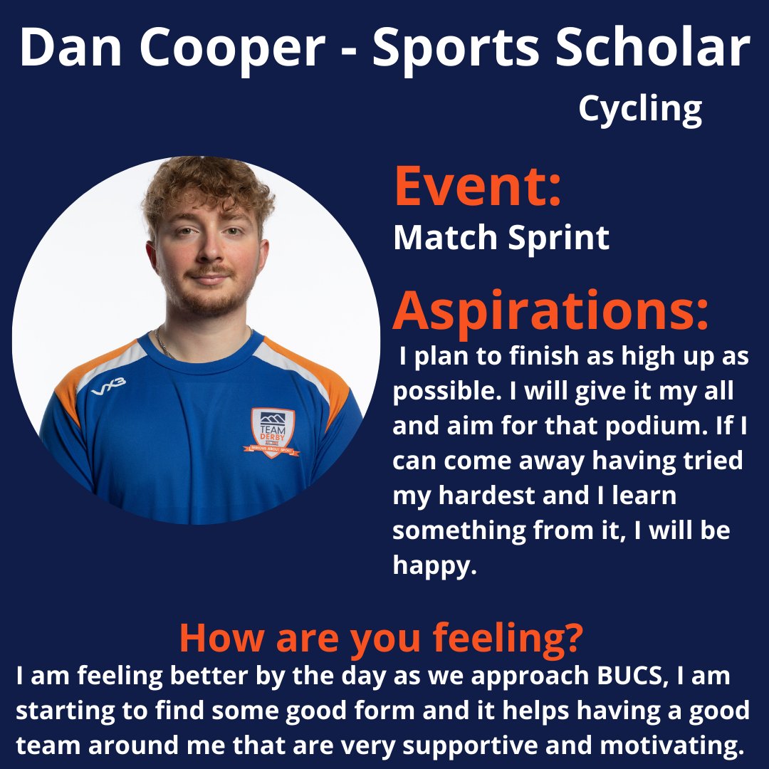 Team Derby (@teamderby) on Twitter photo GOOD LUCK to #TeamDerby athletes competing in the #BUCS Track Cycling Championships this weekend 💪🚴🚴♀️
Read #SportsScholars Rhianna Parris-Smith and Dan Cooper thoughts ahead of the weekend 💭➡️
<a href="/derby_arena/">Derby Arena</a> <a href="/DerbyUnion/">Union of Students</a> <a href="/DerbyUni/">University of Derby</a> <a href="/HuubWattbike/">Huub Wattbike p/b Vita Coco</a> <a href="/cyclingweekly/">Cycling Weekly</a> <a href="/BUCSsport/">BUCS</a> GOOD LUCK to #TeamDerby athletes competing in the #BUCS Track Cycling Championships this weekend 💪🚴🚴♀️
Read #SportsScholars Rhianna Parris-Smith and Dan Cooper thoughts ahead of the weekend 💭➡️
<a href="/derby_arena/">Derby Arena</a> <a href="/DerbyUnion/">Union of Students</a> <a href="/DerbyUni/">University of Derby</a> <a href="/HuubWattbike/">Huub Wattbike p/b Vita Coco</a> <a href="/cyclingweekly/">Cycling Weekly</a> <a href="/BUCSsport/">BUCS</a>