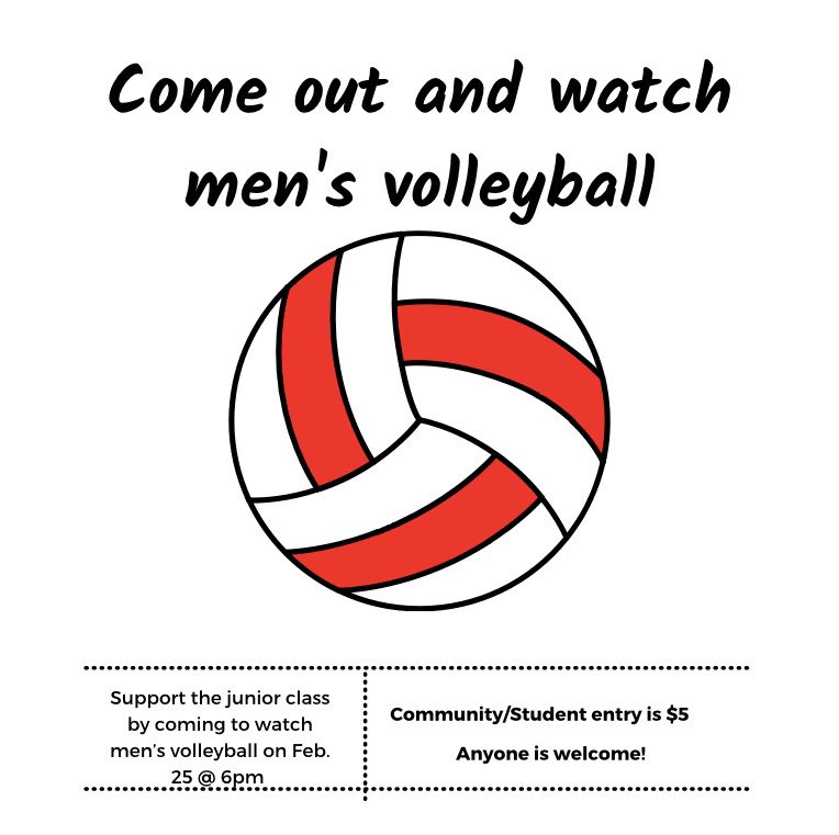Come out tonight to support the Junior Class and cheer on #GreenonKnights in Men’s Volleyball! This fundraiser will begin at 6 p.m. tonight in the Greenon Gym. Entry is $5.