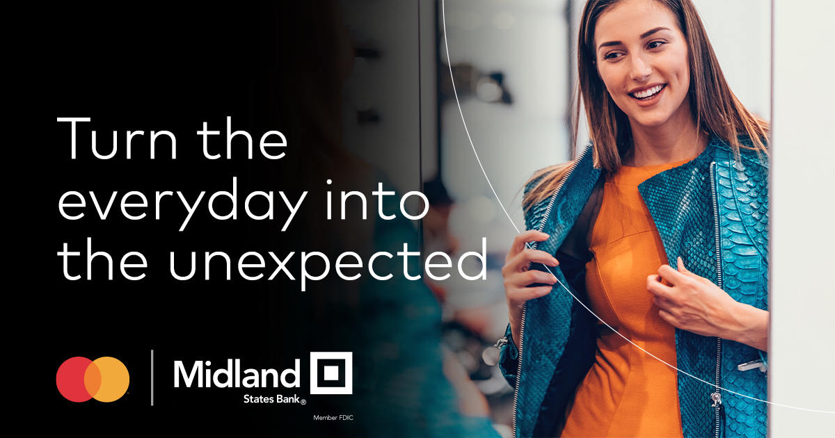 No matter where you use your Midland States Bank Mastercard this winter, you could be surprised and win up to $15,000. Learn how to get your first entry today. No Purch. Nec. Mastercard cardholders before 1/1/22, U.S. res 18+. Ends 3/31/22. Rules: ow.ly/1ERC50HGGmh
