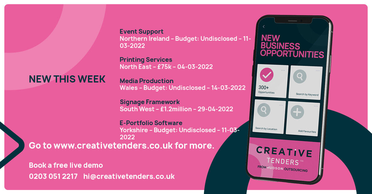 Creative_Tender's tweet photo. Are you looking for creative contracts?

These are just 5 examples of the tenders we have uploaded to Creative Tenders this week.

Book a free, live demo to see how Creative Tenders could work for your business: https://t.co/df6wXhoXxc 

#CreativeTenders #CreativeOpportunities https://t.co/SpgFMiqfjR