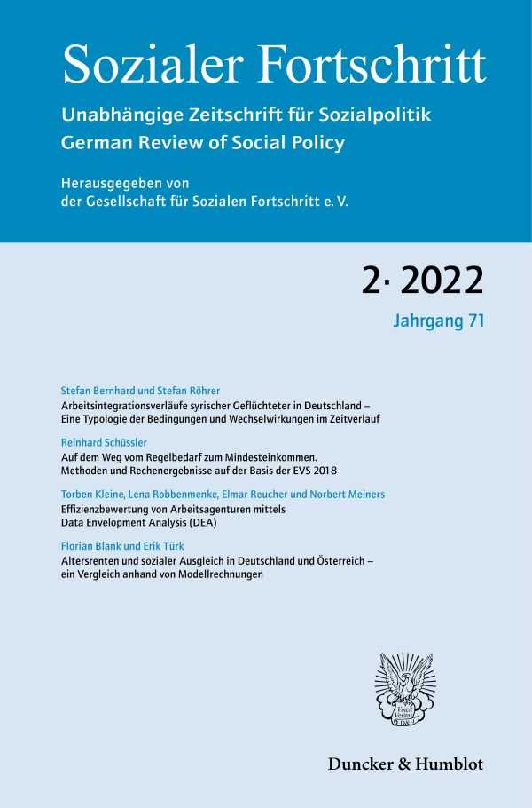 Heft 2 der unabhängigen Zeitschrift für #Sozialpolitik, die »Sozialer Fortschritt« ist erschienen: bit.ly/3slefEa <a href="/SozFortschritt/">Gesellschaft für Sozialen Fortschritt e.V.</a> #Arbeitsintegration #Geflüchtete #Mindesteinkommen #DataEnvelopmentAnalysis #sozialerAusgleich #Altersrente