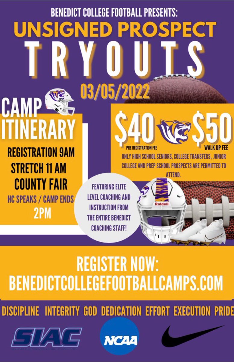 CoachJOdaffer's tweet photo. 🚨Opportunity Alert🚨

Go Tigers!

Don’t miss your opportunity to showcase your skills for our staff!

We’re looking forward to evaluating you!

The link to pre-register is below!

https://t.co/cVJi02vKoA https://t.co/BqlFqV3L50