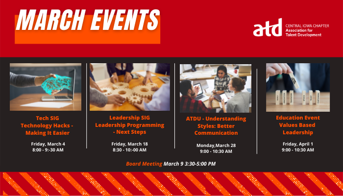 ATDCentralIowa's tweet photo. We have a lot of great opportunities coming up. Click here to check out our calendar and register today: https://t.co/ugRsDf1VIn 😃 
#ATD #ATDCentralIowa https://t.co/hXLRwCuwXr