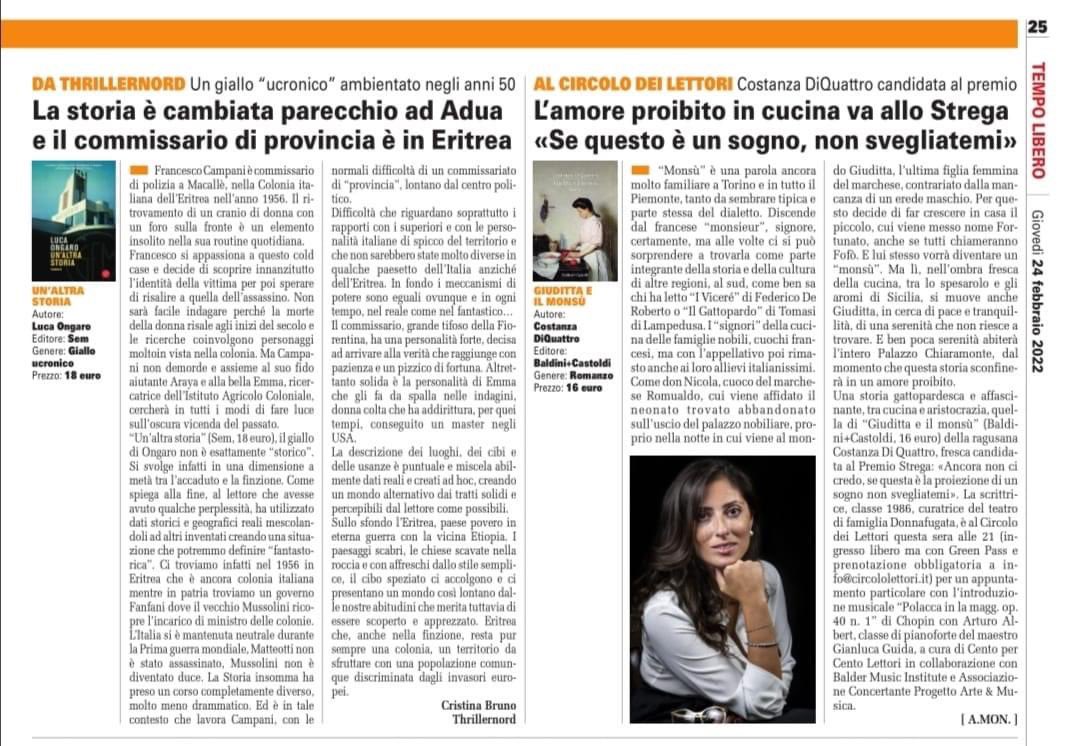 Su @CronacaQui_To l’articolo su “Un’altra storia” di Luca Ongaro di Federica Piacentini,  recensione a cura di @cristinabruno22 , collaboratrice di thrillernord.it 
( @SEMLibri #lucaongaro @FrancescaMog )