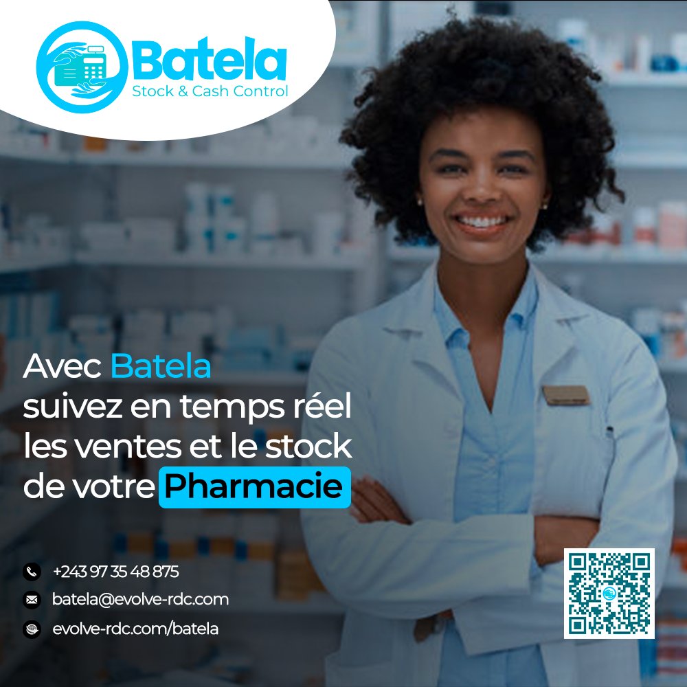 Batelabox's tweet photo. Vous êtes propriétaire d'une #Pharmacie ?

Gardez un oeil sur vos ventes et variations de stocks en temps réel grâce à notre solution #Batela - Stock &amp; Cash Control!

#Tech #medtech #business #management #POS #Cash #entrepreneur #RDC #Congo #numeric #numérique #digital https://t.co/FOym803Cl2