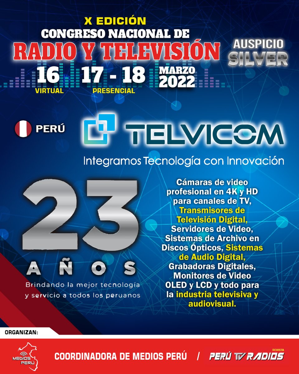 mediosperu's tweet photo. La compañía de suministros audiovisuales, es representante de 𝗺𝗮𝗿𝗰𝗮𝘀 𝗶𝗻𝘁𝗲𝗿𝗻𝗮𝗰𝗶𝗼𝗻𝗮𝗹𝗲𝘀 de Sistemas de archivo y de audio, Decks de Grabación Digital y más.
📌𝗟𝗲𝗲 𝗹𝗮 𝗻𝗼𝘁𝗮: https://t.co/tGdZEouOx7
✅𝗜𝗻𝘀𝗰𝗿𝗶́𝗯𝗲𝘁𝗲: https://t.co/ngULkTzNbz
#CNRTV https://t.co/0o8YQ4WPyF