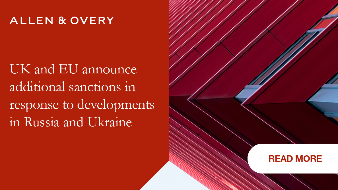 In response to the Russian Federation’s formal recognition of two regions in Eastern Ukraine as independent states, the UK and the EU announced additional sanctions against Russia. An overview of these and anticipated further sanctions: bit.ly/3JYMY0f