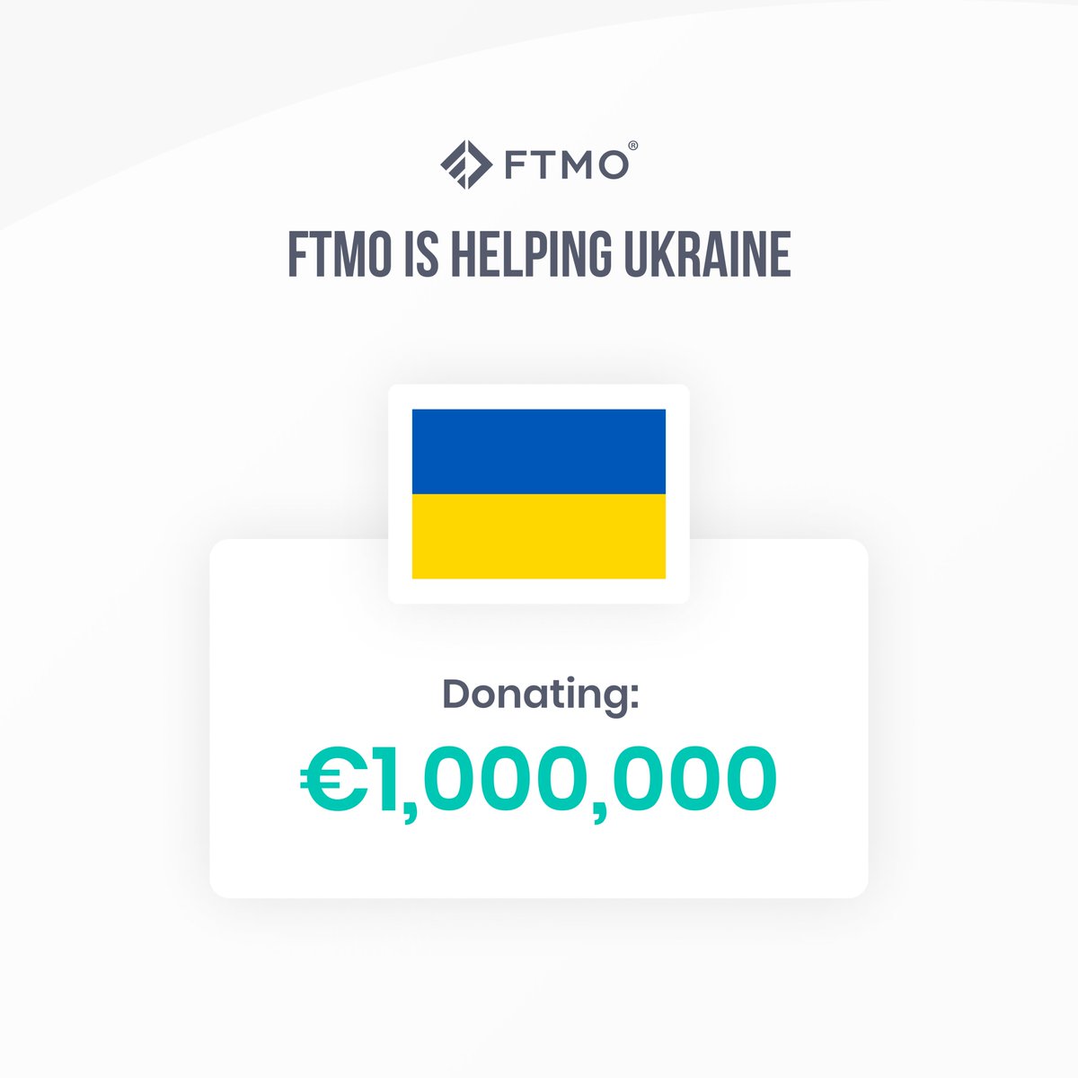 FTMO_com's tweet photo. We have decided to help the people of Ukraine so we are sending € 1 Million to aid those affected. This donation is being sent to two NGOs- @ICRC and @people_in_need. If any of you would like to join this good cause, you can actively help with us ⬇️

👉 https://t.co/cCCPJ5BPOp https://t.co/xtkIePESTe