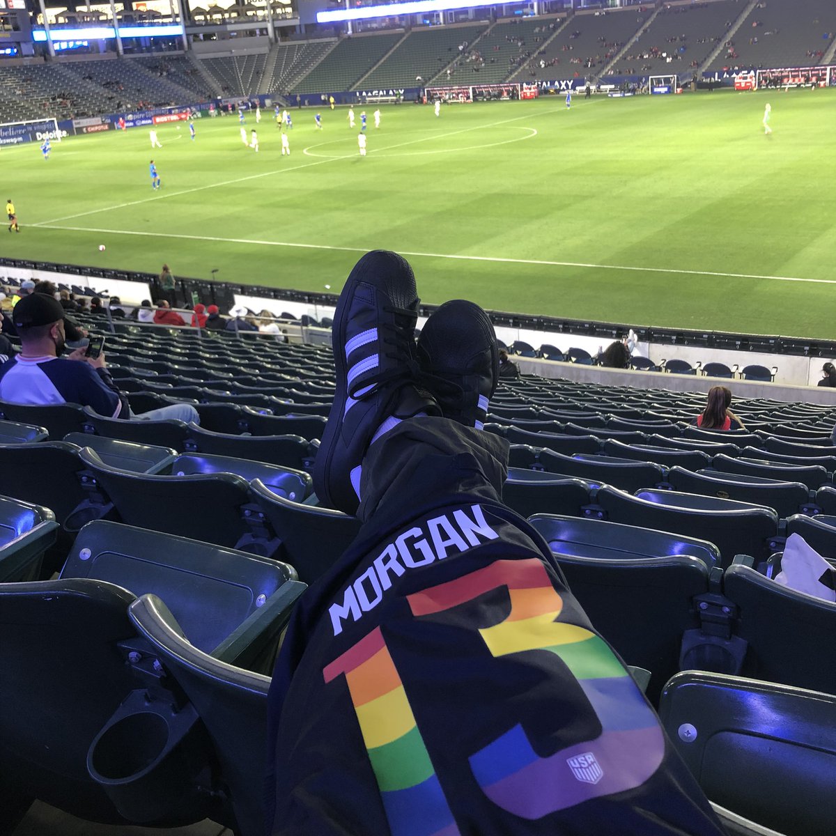 No #AlexMorgan &amp; co. in the house but did pick up this spiffy away jersey with #Pride numbers as I watched the next generation of US internationals, including Dennis Rodman’s daughter <a href="/trinity_rodman/">Trinity Rodman</a> make her first #USWNT cap. #SheBelievesCup