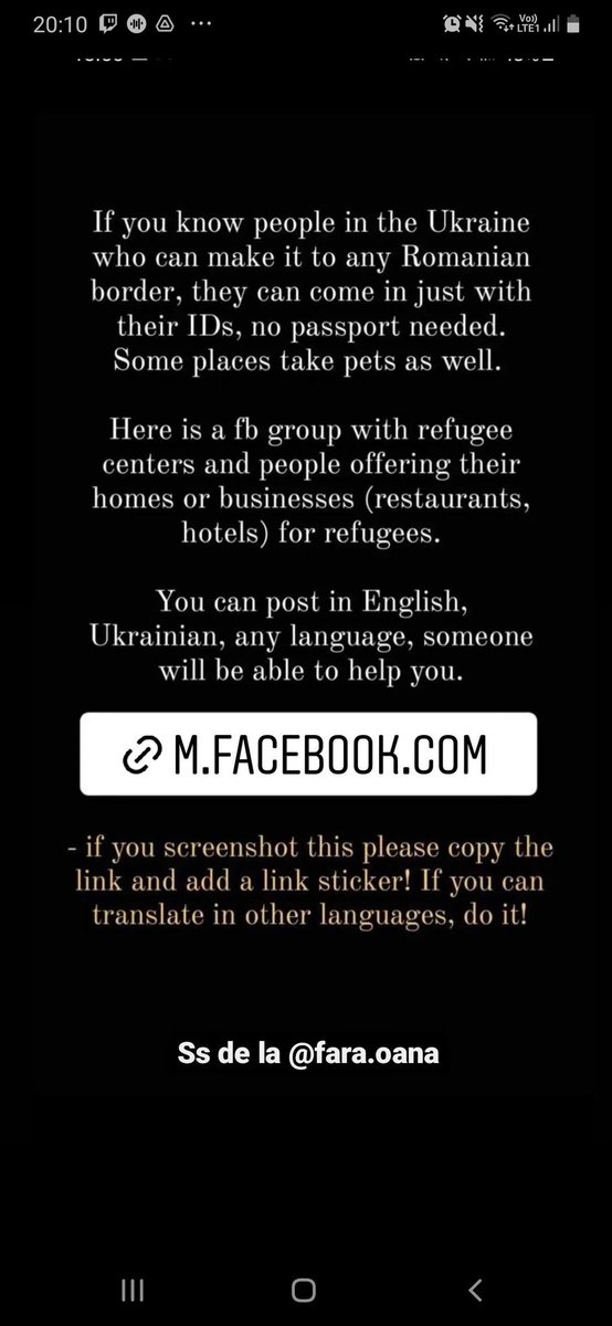 Here is a link to a group of people from Romania who are ready to help Ukrainian refugees. I got the screenshot from a friend's instagram, please share if you can.
m.facebook.com/groups/unitipe…