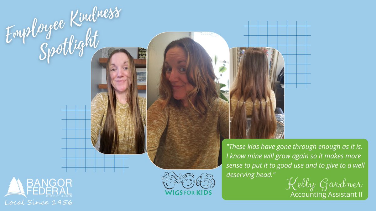 EMPLOYEE KINDNESS SPOTLIGHT 💙

Kelly G in Accounting recently donated her hair to <a href="/wigsforkids/">Wigs For Kids</a>!

You’re amazing, Kelly! 

#peoplehelpingpeople #youbelonghere #kindness #kindnessmatters #wigsforkids #weloveouremployees