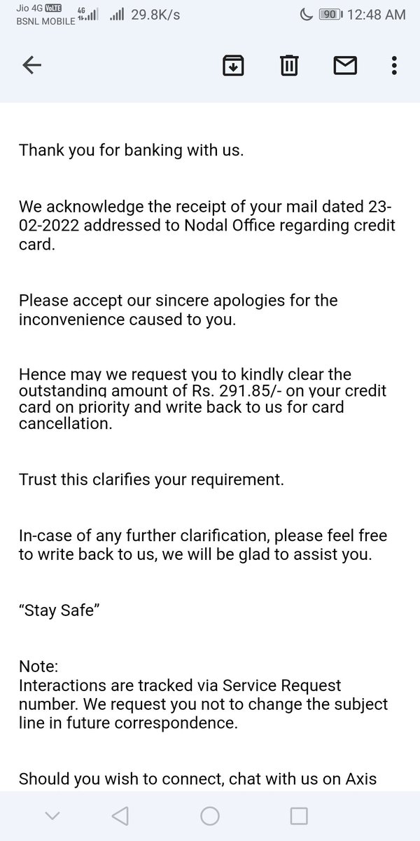 ZuhaibAafaq's tweet image. @AxisBankSupport Look at the kind of response from #axiscustomerservice. Seriously no intention of solving the problem only. Straight away asking to clear the bill and deactivate the credit card, which is all imposed as a interest charges.